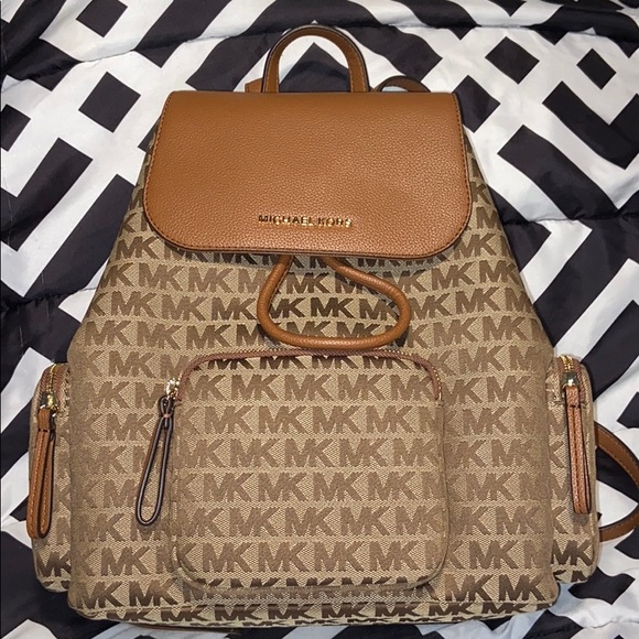 Michael Kors Handbags - Michael Kors Abbey Cargo LG Backpack Brown